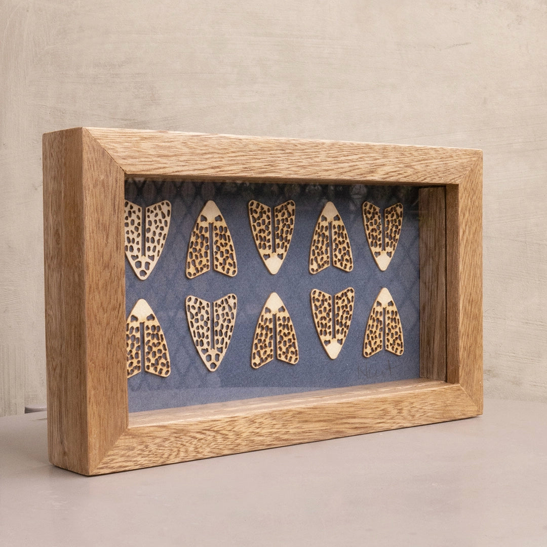 Cuadro en madera tipo caja con diseño en cartón